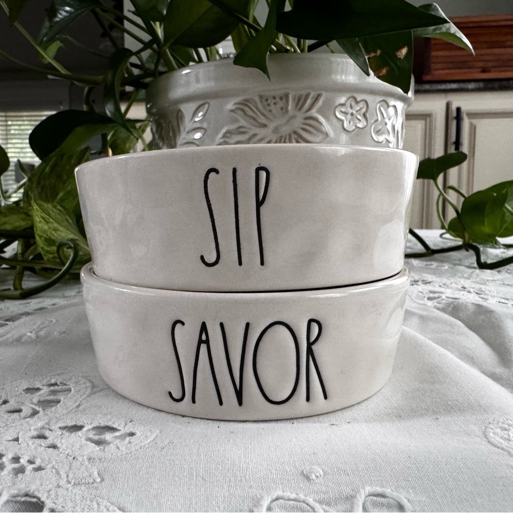 Rae Dunn White Ceramic Pet Bowls - Savor & Sip